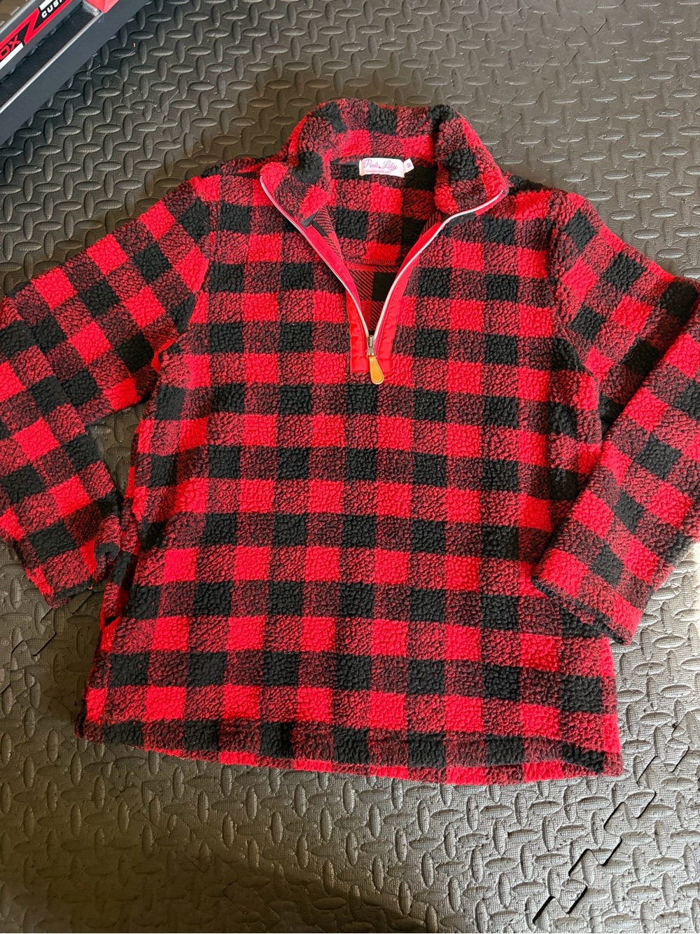 Pink Lily Buffalo Plaid Half Zip